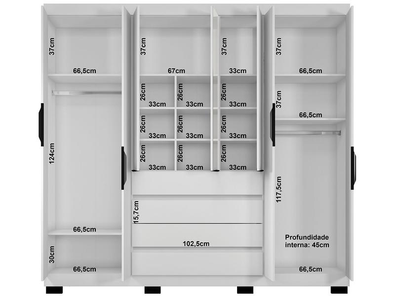 Guarda-roupa Casal com Espelho 7 Portas 4 Gavetas Araplac Lisboa